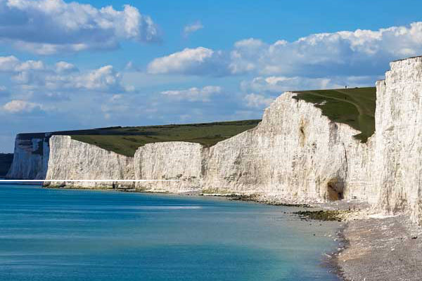 View of white cliffs near Eastbourne