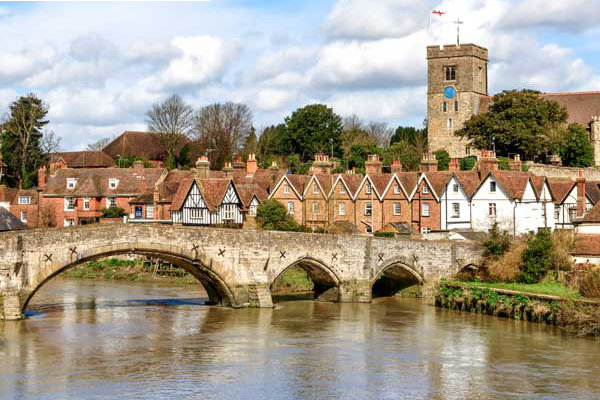 View of river and town in Kent